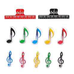 Mixed Color Plastic Clips, Piano & Musical Note/Treble Clef, Mixed Color, 12pcs/set