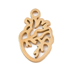 Золотой 304 прелести нержавеющей стали, сердце, золотые, 12.5x8x1 мм, отверстие : 1.2 мм
