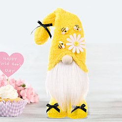 Yellow Plush Cloth Gnome Doll Figurines, for Home Desktop Decoration, Yellow, 70x90x370mm