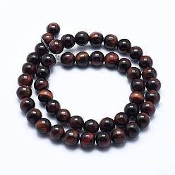 Tiger Eye Natural Tiger Eye Bead Strands, Dyed & Heated, Round, Grade AB+, 8mm, Hole: 1.2mm, about 48pcs/strand, 14.7 inch(37.5cm)