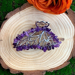 Индиго Сплав клипы коготь волос, с естественным аметист, бабочка, аксессуары для волос для женщин и девочек, индиговые, 80x50x20 мм