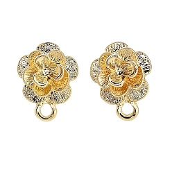Золотой Сплав серьги выводы, со штифтом 304 из нержавеющей стали, цветок, золотые, 14x11 мм, отверстие : 1.8 мм, штифты : 0.7 мм