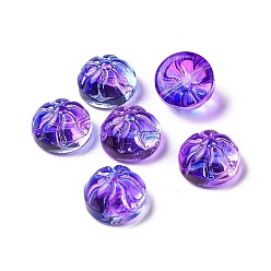 Blau violett Transparente sprühlackierte Glasperlen, gedämpfte gefüllte Brötchenform, blau violett, 12x8 mm, Bohrung: 1.2 mm