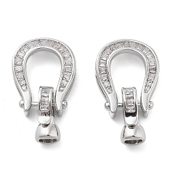 Платина Латунь с прозрачными кубическими цирконами, застежки-раскладушки, без кадмия, без никеля и без свинца, форма арки, платина, 25 мм, отверстие : 1 мм