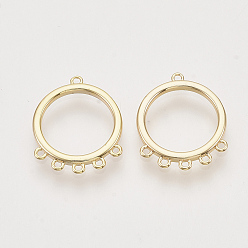 Real 18K Gold Plated Brass Chandelier Components Links, Nickel Free, Ring, Real 18K Gold Plated, 16x13x1.5mm, Hole: 0.9mm
