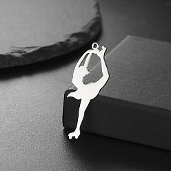 Нержавеющая Сталь Цвет Шкентели нержавеющей стали, девушка на коньках, цвет нержавеющей стали, 38x18 мм