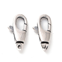 Antique Silver 925 Sterling Silver Lobster Claw Clasps, Antique Silver, 11x5.5x2.5mm, Hole: 0.8mm, Inner Diameter: 2x4mm