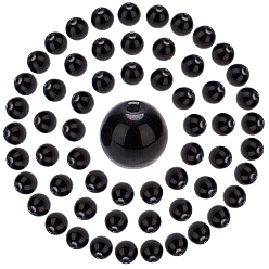 Noir 100 Perles d'oeil de chat, ronde, noir, 8mm, Trou: 1.2mm