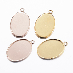 (52) Непрозрачная лаванда 304 Настройки кабошон из нержавеющей стали кулон, чашки безель с краями, овальные, разноцветные, лоток : 18x13 мм, 22x14x1.5 мм, отверстие : 1.5 мм