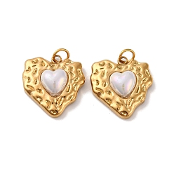 Настоящее золото 18K 304 подвески из нержавеющей стали смолы, шарма сердца, с целью перехода в кольце, ионное покрытие (ip), реальный 18 k позолоченный, 15x14x4.5 мм, отверстие : 2.5 мм