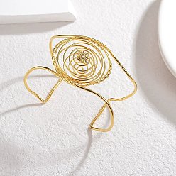 Настоящее золото 18K 304 браслеты-манжеты из нержавеющей стали со стразами для женщин, цветок, реальный 18 k позолоченный, 1-3/4 дюйм (4.35 см), внутренний диаметр: 2-5/8 дюйм (6.55 см)