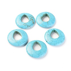 Turquoise Natural Magnesite Beads, Dyed, Flat Round, Turquoise, 35x8mm, Hole: 0.8mm