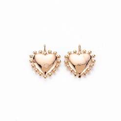 Echt 18 k vergoldet Messing Charme, Nickel frei, Herz, echt 18 k vergoldet, 14x12x2.5 mm, Bohrung: 1.4 mm