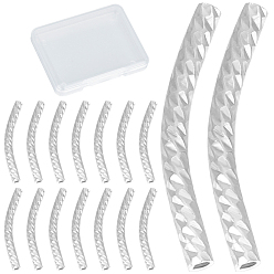 Посеребрённый 40 шт латунные бусины, долговечный, изогнутые бусины, трубка, 925 серебро покрытием, 20x2 мм, отверстие : 1.2 мм