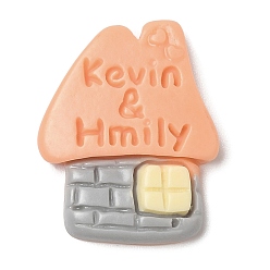 Персиковый Слойка Уличный знак из непрозрачной смолы кабошоны, для изготовления ювелирных изделий, дом, розовые, 23x19x4 мм