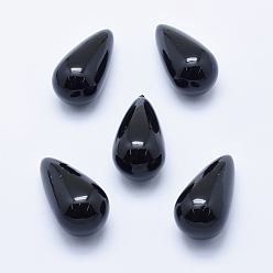 Черный Гальваническая оболочка жемчужная бусина, слеза, чёрные, 31x16 мм, отверстие : 1 мм