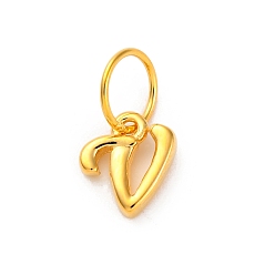 Letter V 925 подвески в виде букв из стерлингового серебра с соединительными кольцами, золотые, Буква V, 8.5x7.5x2 мм, отверстие : 5 мм