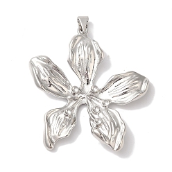 Платина Подвески из латуни и кубического циркония, без кадмия и без свинца, долговечный, цветок, платина, 42x37.5x3 мм, отверстие : 5 мм
