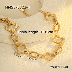 Rhombus Модные 304 из нержавеющей стали ссылка цепи браслеты, золотые, ромб, 6-1/4 дюйм (16 см)