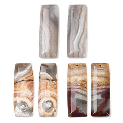 Натуральный Агат Природные мексиканские подвески Агат, прямоугольник амулеты, 38~40x13~13.5x4~5 мм, отверстие : 1.2 мм