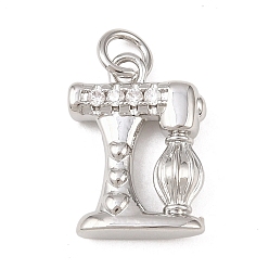 Платина Латунные микро проложить кубического циркония подвески, швейные машины, без кадмия и без свинца, стойки покрытие, долговечный, с целью перехода в кольце, платина, 16x11.5x3.5 мм, отверстие : 3.4 мм