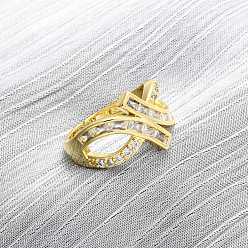 Настоящее золото 18K Манжеты из латуни с микро паве кубический цирконий для женщин, без кадмия и без свинца, реальный 18 k позолоченный, 14 мм, размер США 7 1/4 (17.5 мм)