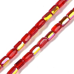 Светло-Вишневый Нити из гальванически покрытых стеклянных бусин в форме шеврона, с покрытием AB цвета, граненые, колонка, светло-вишневый, 6.5x4 мм, отверстие : 0.8 мм, около 80 шт / нитка, 20.08'' (51 см)