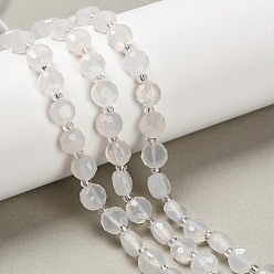 Натуральный Агат Натуральный белый агат бисер нитей, плоско-круглые, граненые, с бисером, 7~7.5x7.5~8x4.5~5 мм, отверстие : 1 мм, около 19~21 шт / нитка, 7.52~7.60'' (19.1~19.3 см)