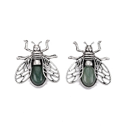 Green Aventurine Natural Green Aventurine & Alloy Lapel Pin Brooches, Bees, with  Iron Pins, Dyed & Undyed, Antique Silver, 39~40.5x37~38mm