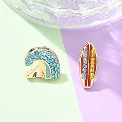 Другие Латунные микро проложить серьги стержня кубического циркония, золотые, слева и справа, доска для серфинга, доска для серфинга, 6~11x12~16 мм