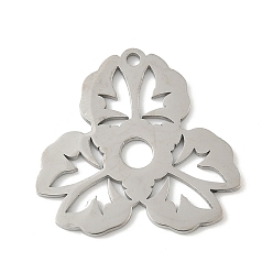Нержавеющая Сталь Цвет 304 подвески из нержавеющей стали, цветочный шарм, лазерная резка, анти-тускнение, цвет нержавеющей стали, 29x30.5x1.5 мм, отверстие : 2 мм