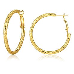 Золотой Кованые текстурированные серьги-кольца из латуни, золотые, 60 мм