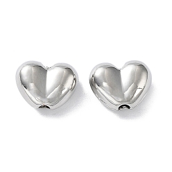 Platine Crémaillère perles en alliage placage, cœur, platine, 8x10x4.5mm, Trou: 1.8mm