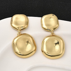 Настоящее золото 18K Квадратные латунные серьги-гвоздики, долговечный, стойки покрытие, без свинца и без кадмия, реальный 18 k позолоченный, 41.5x20.5 мм