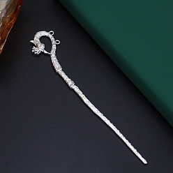 Серебро Сплавочная фурнитура для шпильки, феникс, серебряные, 167x32 мм