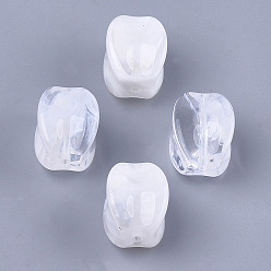 White Acrylic Beads, Imitation Gemstone, Starfruit Shape, Clear & White, 17.5x13x13mm, Hole: 1.8mm, about 210pcs/500g