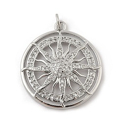 Платина Латунные микро проложить кубического циркония подвески, солнце, с целью перехода в кольце, платина, 28x25x4.5 мм, отверстие : 3 мм