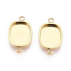 Настоящее золото 18K 304 оправы для кабошонов из нержавеющей стали, прямоугольные, ионное покрытие (ip), реальный 18 k позолоченный, лоток : 10x8 мм, 16x9.5x1.5 мм, отверстие : 1.4 мм