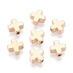 Light Gold CCB пластиковые шарики, крестик, золотой свет, 8x8x3.5 мм, отверстие : 1.4 мм