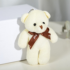 Beige Mignon peluche pp coton ours poupée pendentif décorations, avec les accessoires en alliage, pour la décoration de sac porte-clés, beige, 12 cm