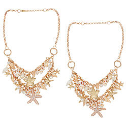 Морская Ракушка 2Подвесные украшения из сплава шт., Украшения из натурального жемчуга из ракушек, акрила и АБС-пластика для женщин, подвески в виде раковин, морских звезд, плоских круглых фигурок и морских коньков, цвет морской раковины, 19-1/4 дюйм (49 см)