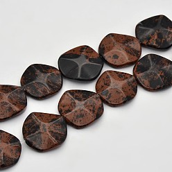 Obsidienne Acajou Vague plats ronds acajou naturel obsidienne perles brins, 30x6mm, Trou: 1mm, Environ 13 pcs/chapelet, 16.1 pouce