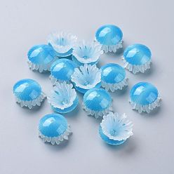 Deep Sky Blue Transparent Acrylic Beads, Jellyfish, Deep Sky Blue, 20~25x13mm, Hole: 1.2mm