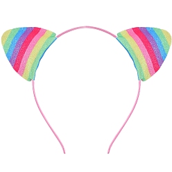 Разноцветный Резинки для волос из ткани с кошачьими ушками для женщин, красочный, 140x120 мм