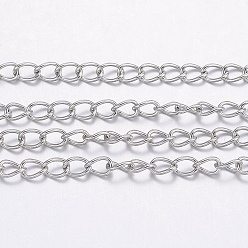 Stainless Steel Color 304 Stainless Steel Curb Chains, with Spool, for Jewelry Making, Soldered, Stainless Steel Color, 3.5x2.5x0.5mm, about 65.61 Feet(20m)/roll