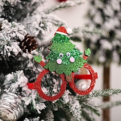 Lime Green Christmas Trees Plastic Glasses, with Glitter Powder, Lime Green, 135x140x30mm