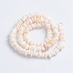 Pink Shell Natural Pink Shell Beads Strands, Nuggets, 5~7x5~7x2~4mm, Hole: 0.6mm, about 132pcs/strand, 15.94 inch(40.5cm)