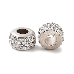 Кристалл Сердечник платинового цвета ccb пластиковый европейский шарик, со стразами, бусины с большим отверстием, колонка, кристалл, 10.5x7 мм, отверстие : 4.8 мм