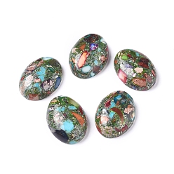 Имперская яшма Собрана синтетическая серебряная линия бирюзовые и имперские яшмы кабошоны, овальные, окрашенные, 25x18x7~8 мм