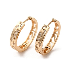 Light Gold Brass Micro Pave Cubic Zirconia Hoop Earrings, Crescent Moon, Light Gold, 25x5mm